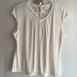 Calvin Klein Women’s White Sleeveless Blouse - Size X-Large
